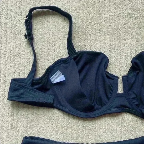 La Vie En Rose Textured Bikini, Black, Top XXL, Bottom L - Picture 5 of 8